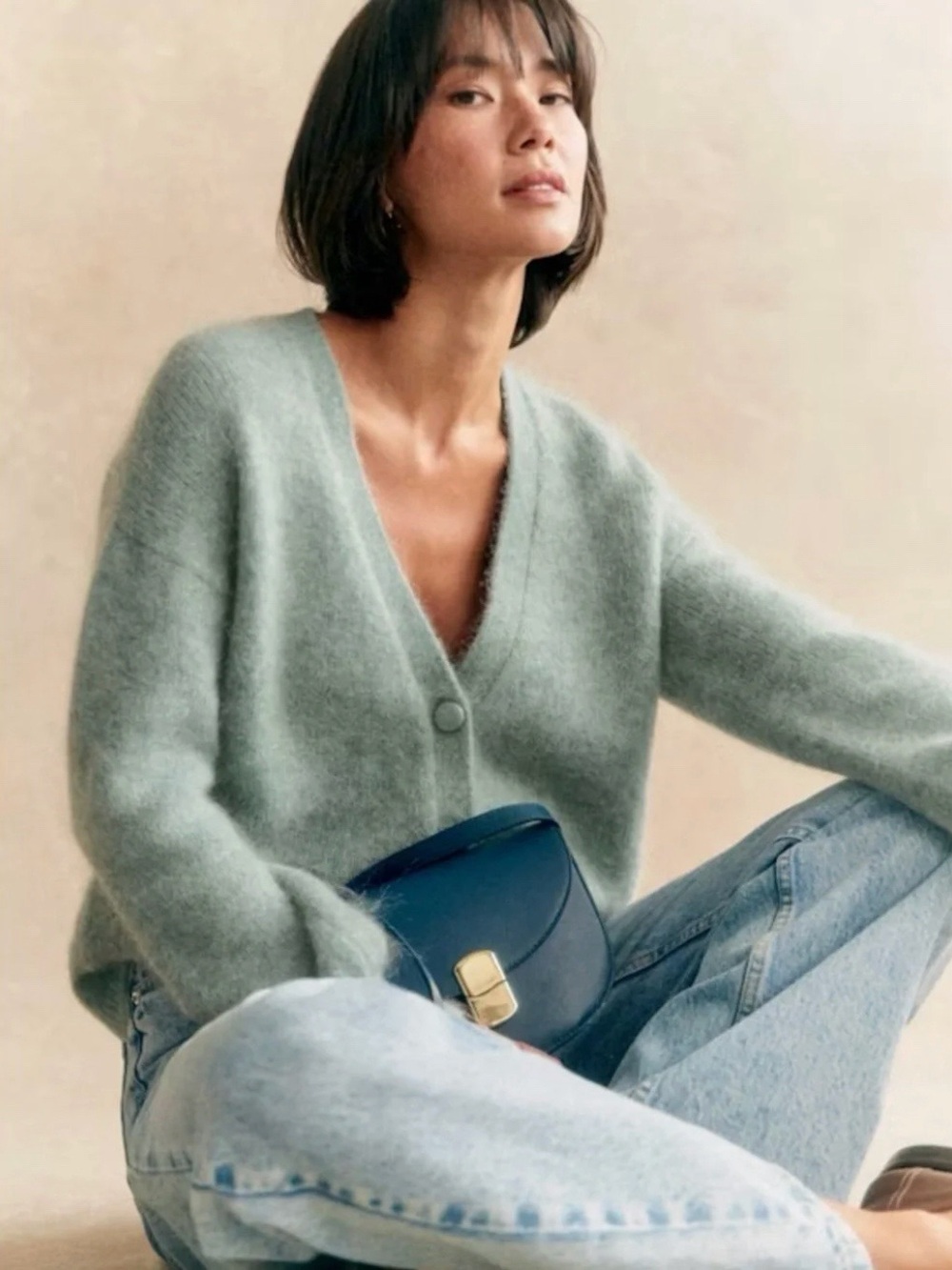 Sezane Mia Cardigan Frosted Blue